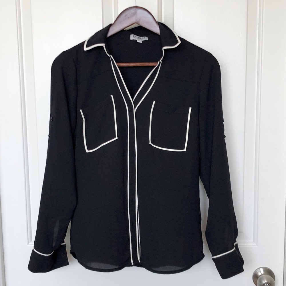 Black Portofino Blouse || Express